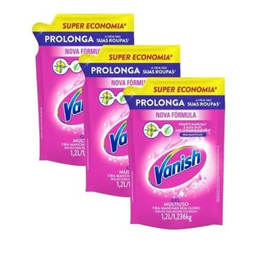 Imagem de 3 Tira Manchas Vanish Líquido Sem Cloro Multiuso Sachê 1,2L - VANISH.