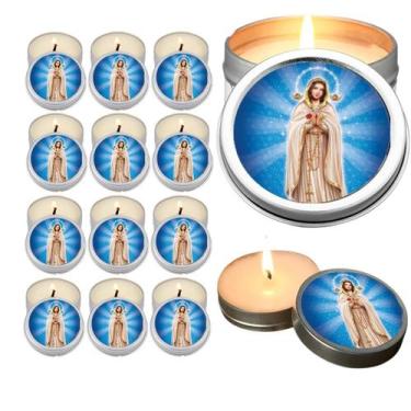 Imagem de 10 Velas Aromaticas Lembrancinhas Nossa Senhora Mistica na Latinha Dec