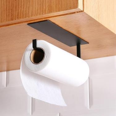 Imagem de Suporte Adesivo Porta Papel Toalha de Parede - Suporte Adesivo Não Precisa Furar Porta Guardanapo (1, Black)