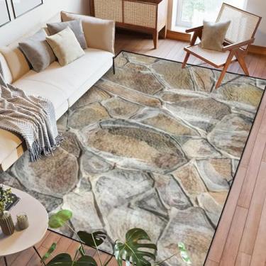 Imagem de Tapete de área textura uma pedra para decoração de fachadas edifícios internos laváveis tapetes grandes de 1,8 x 2,7 m para quarto, cozinha, sala de estar, tapetes antiderrapantes ao ar livre, tapetes