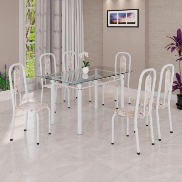 Imagem de Conjunto Sala de Jantar com 6 Cadeiras Lívia Bege / Branco