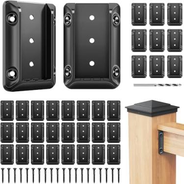 Imagem de Steel DN Mate 60 Pcs Deck Railing Bracket Conectores para 2X4 (Real 1,5”X3,5”) Poste de Madeira para Conexão de Corrimão, Conectores de Corrimão de Escada para Corrimão de Deck, Corrimão de Cerca