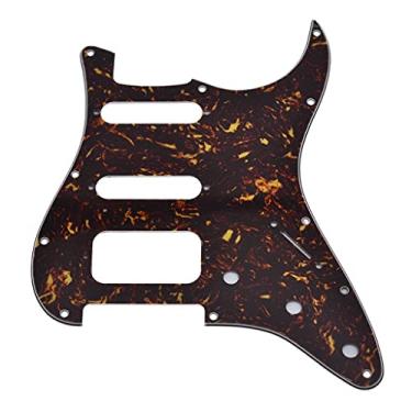 Imagem de KAISH 11 furos American Modern Strat Style HSS Pickguard 2 parafusos de canto redondo Humbucking montagem para Stratocaster/Strat Dark tartaruga