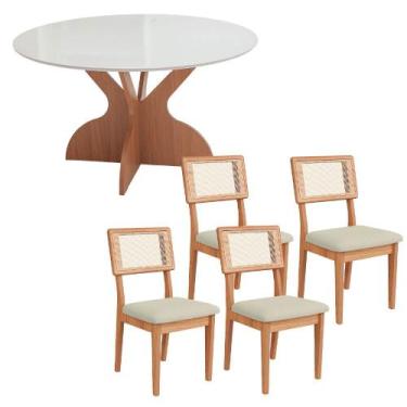 Imagem de Mesa de Jantar 1,35m com 4 Cadeiras Dalla Costa 100% MDF - Dalla Costa