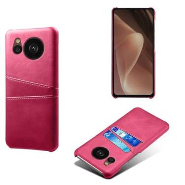 Imagem de Capa compatível com Sharp Aquos Sense 7 Plus, capa de couro PU - Capa de telefone fina à prova de choque com 2 compartimentos para cartão, proteção anti-impressão digital e antiqueda, plástico