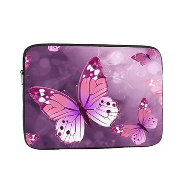 Imagem de Capa para laptop borboleta rosa bolsa para laptop à prova de choque capa protetora para notebook capa para laptop 17 polegadas