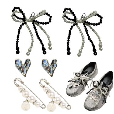 Imagem de RONGHUA Conjunto de pingentes de sapato de 6 peças - alfinetes decorativos, pingentes de pérolas para tênis, acessórios de casamento para mulheres, damas de honra