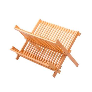 Imagem de Escorredor De Louças e Pratos Bambu Natural Madeira Cozinha
