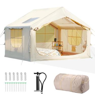 Imagem de Glamcamp Barraca inflável para 4 a 6 pessoas - barraca de ar de configuração rápida com conector de fogão, Oxford 420D (PU2000), feixes de ar de 15 cm, 2 portas e janelas