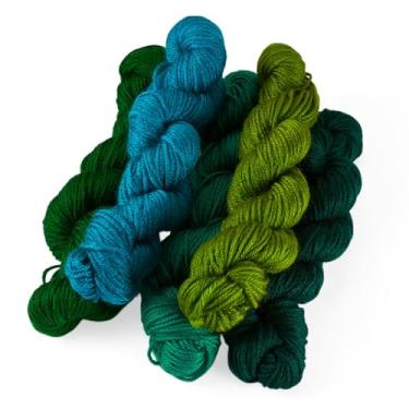 Imagem de Craftdady Fio de fibra acrílica para tecelagem de 109,36 metros, fio de fibra de cor verde, fio de fibra gradiente, 5 novelos, 5 cores, lenço de pano, preto, acessórios para tecelagem, tricô, crochê