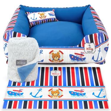 Imagem de Cama Pet Oxford + Coberdrom + Brinquedo Ossinho 04 Peças - Coleção Ursinhos - Vip 1 (60x60 cm, Ursinho Marinheiro)