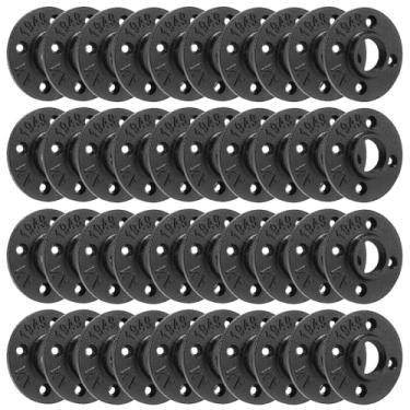 Imagem de Home TZH Flange de piso preto resistente de 2,5 cm, pacote com 40 flanges de tubo de ferro maleável para estilo vintage industrial, flanges com furo rosqueado para projeto faça você mesmo/móveis