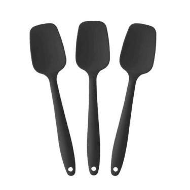 Imagem de Kit 3 Espátulas de Silicone 28cm Preta Reforçada Funda Reta- - udlandi