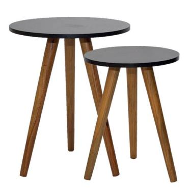 Imagem de Jogo de Mesinhas Retro Lateral Sala Pé Palito Porta Objetos Decoração 