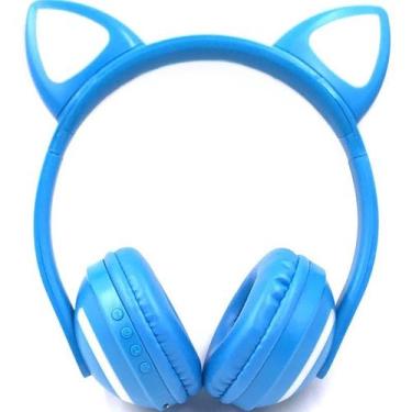 Imagem de Fone de Ouvido Sem Fio Orelhas de Gato com 7 Cores de LED AZUL - MKB