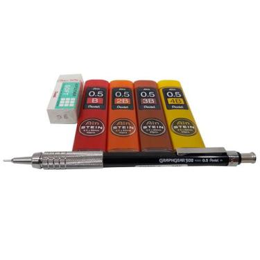 Imagem de Lapiseira Graphgear 500 Pentel Grafites B,2b,3b,4b Borracha, 0.5