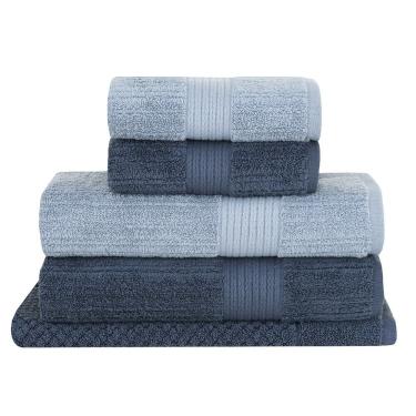 Imagem de Jogo Toalhas Banhão Buddemeyer 5p Fio Penteado Azul 0131