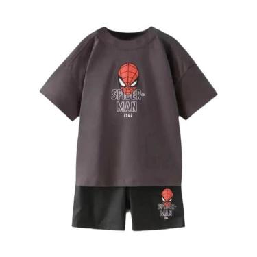 Imagem de Conjunto De Roupas Casuais Para Crianças Do Homem-Aranha, Camiseta Pul