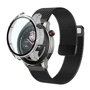 Imagem de Pulseira de aço Milanese Dupla + Capa protetora Case pelicula de vidro Marca 123Smart compatível com GTR 4 A2166 GTR4