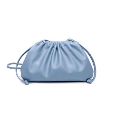 Imagem de RYCTSISEN Bolsa clutch de tecido para mulheres, Azul claro, Small