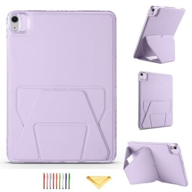 Imagem de UUcovers Capa para Apple iPad Air de 13 polegadas M3 2025/M2 2024 e iPad Pro de 12,9 polegadas 6ª geração 2022 com suporte vertical horizontal de silicone, capa à prova de choque acrílica de couro PU