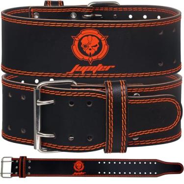 Imagem de Cinto de levantamento de peso (6 mm de espessura) - couro legítimo, oferecendo suporte para as costas. Fivela de duas pontas, ideal para levantamento de peso, levantamento de peso, agachamentos e