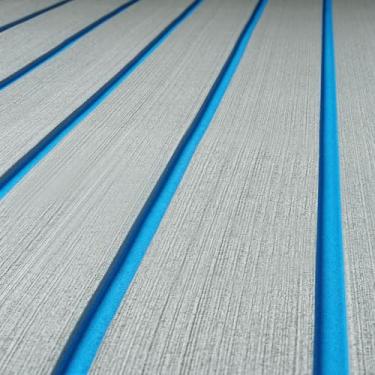 Imagem de ICOOP Piso Para Barco 94,5" X 24" Folha De Espuma Eva Antiderrapante Alta Densidade, Cinza, Azul, Almofada Convés Marítimo, Vinil Autoadesivo 3M, Hidrograma, Carpete Marinho Barcos, Revestimento Pon