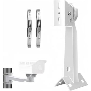 Imagem de V-Fiabilidad Suporte de montagem de poste de canto para câmera de segurança, suporte universal de canto de parede, adaptador de montagem de poste para câmera de vigilância com 2 voltas, Dahua Bullet e