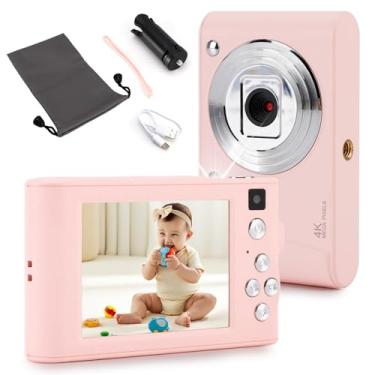 Imagem de Câmera digital rosa com cartão de 32 GB, tela de 720p 7.6 cm com foco automático e câmera de disparo digital com luz de flash 8X Zoom Anti Shake, presentes compactos de jogos pequenos para meninos