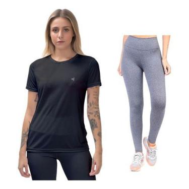 Imagem de Kit Camisa Feminina Academia Calça Legging Cos Alto Treino  - Efect, P