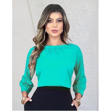 Imagem de Blusa Feminina Elegante Detalhe Franzido Manga Ranglán 3/4 - Katyani M