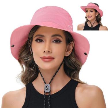 Imagem de Chapéus de sol ZOORON Bucket Hat, proteção UV para mulheres, rosa
