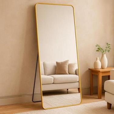 Imagem de Espelho Corpo Inteiro Dourado 170x70cm Moldura Alumínio  Modelos Orgân