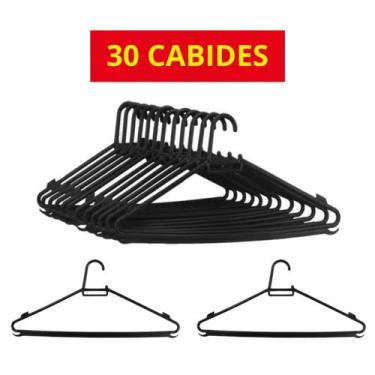 Imagem de Kit 30 Cabides com Aba de Proteção Antideslizante e Ganchos - Metalaço