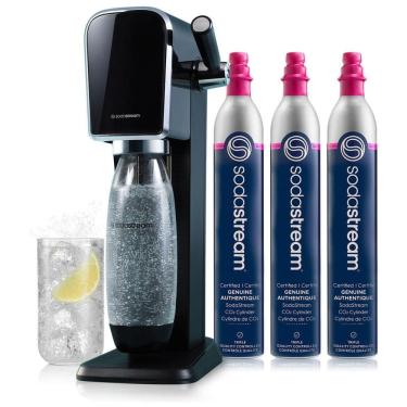 Imagem de SodaStream Art Sparkling Máquina de fazer água, Bundle em Preto, com 3 Cilindros de CO2 e Garrafa de Carbonatação