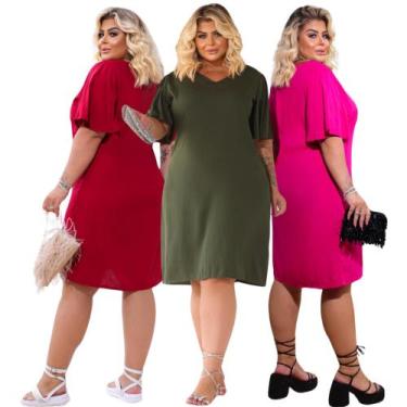 Imagem de Vestidos Plus size Moda Maior Duna Tamanhos Grande Tecido Verão Tenden