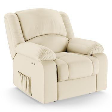 Imagem de Poltrona do Papai Reclinável Melim Power Touch Massagem PU Bege FH1 - D'Rossi