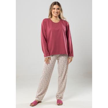 Imagem de Pijama Pau a Pique Feminino Inverno Bordô