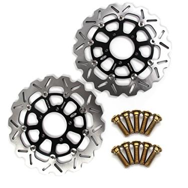 Imagem de Discos de freio dianteiro Arashi Rotores com parafusos de montagem para Kawasaki ZG1400 Concours 1400 2008-2010, Ninja ZX14R 06-17, GTR 1400 07-16, ZZR1400 2006-2007 ABS 2006-2021 Preto