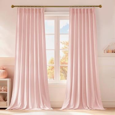 Imagem de StangH Cortinas de veludo rosa bebê para quarto de meninas, cortinas e cortinas de quarto com pregas supermacias e leves para quarto de bebê, 2 painéis