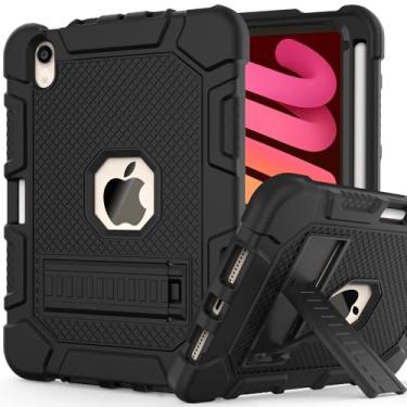 Imagem de Rantice Capa para iPad Mini 6 2021, com suporte de carregamento e suporte para Apple Pencil de 2ª geração, capa híbrida à prova de choque, resistente contra quedas para iPad Mini 6ª geração de 8,3 polegadas (preta)