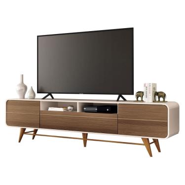 Imagem de Rack Bancada de TV 85 Pol 220cm Áureo H01 Castanho/Off - Mpozenato
