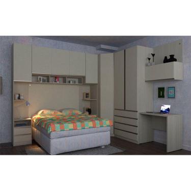 Imagem de Guarda Roupa Canto C/Escrivaninha Vidro Reflecta Com Kashmir