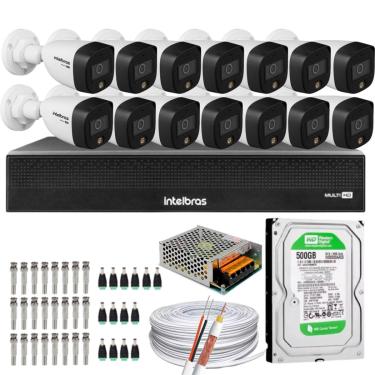 Imagem de Kit 14 Cameras 1220 Full Color Intelbras Dvr Mhdx 16 Ch Color Noite  C/HD 500GB