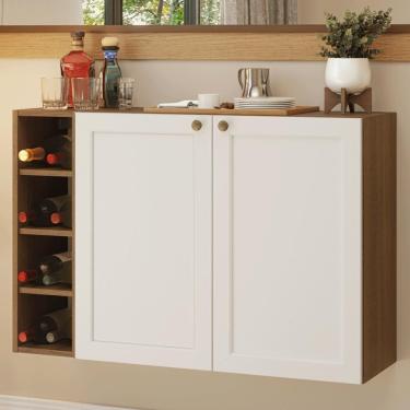 Imagem de Buffet Aparador Com Adega 100cm 2 Portas Vik Madesa 16 Rustic-branco