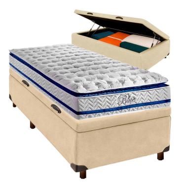 Imagem de Conjunto Cama Box Bau Blindado Solteiro + Colchão Molas Ensacadas Blue Paropas