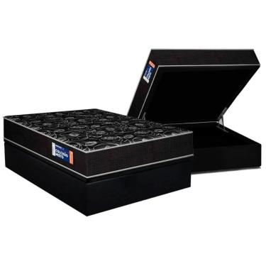 Imagem de Conjunto Box Baú Casal: Colchão Espuma Plumatex D28 Isopluma + Base Crc Suede Black (138x188)