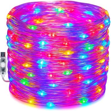 Imagem de CRB Cordão de Luz LED 30 m RGB Multicolorido com Controle Remoto com Alimentação USB — Fio de Cobre Flexível, 300 LEDs, Controle de Modos e Efeitos de Iluminação Decorativa