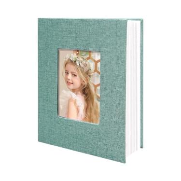 Imagem de HoneyTolly Álbum de fotos 10 x 15 bolsos para presentes de casamento, livro de memórias de capa dura de linho, álbuns de fotos para casamento, família, aniversário, bebê, fotos de férias