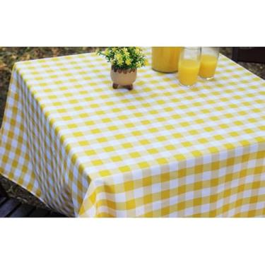 Imagem de Toalha de Mesa Xadrez Decorativa para Piquenique e Refeições - Retangular e Redonda - Diversos Tamanhos e Cores (amarelo,4 cadeiras)